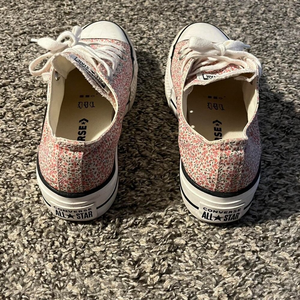Converse Womens 7.5 Pink Flower Design Girly Hipster Grunge Shoes - Picture 7 of 8